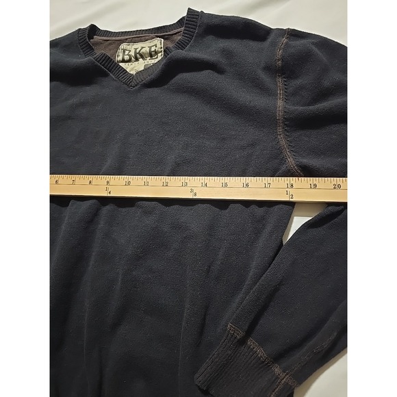 BKE Athletic Fit mens medium sweater Cotton V Neck Black Brown - Picture 5 of 7